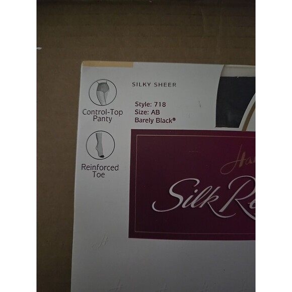 Hanes Control Top Silk Reflections Silky Sheer BARELY Black AB 718 Pantyhose - Picture 3 of 4